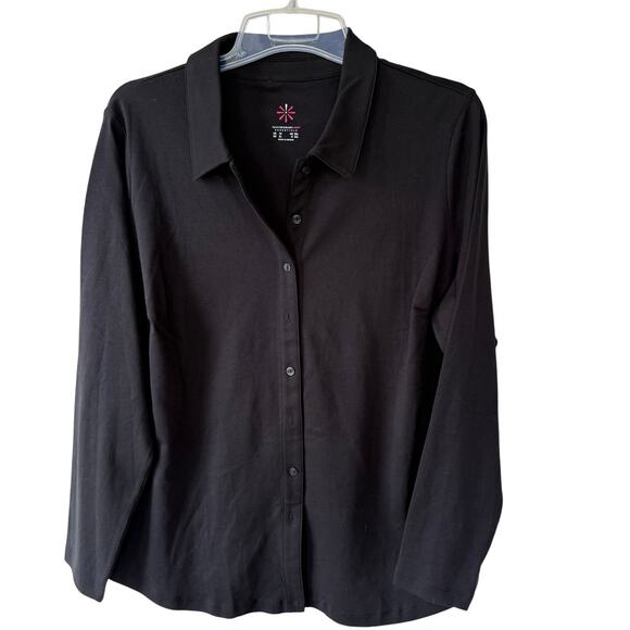 Isaac Mizrahi black Size 1X Knit Buttondown shirt - Picture 1 of 8